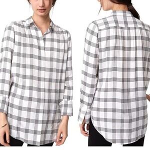 LOFT Black/white windowpane Button Down Shirt S Small